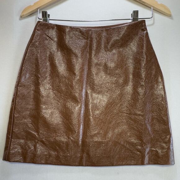 Francescas Miami faux leather Brown mini skirt CS NWT - Picture 1 of 6
